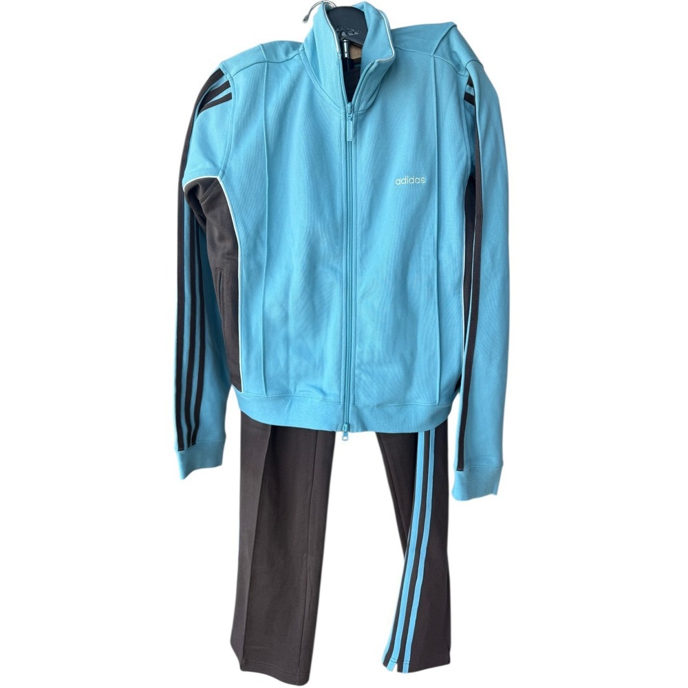 Vintage 2003 Adidas Women's Tracksuit Set XL Jacket M Pants Light Blue Brown NWT